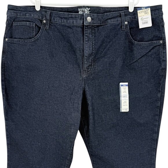 NWT Terra & Sky Women Core Straight High Rise Stretch Blue Denim Jeans Plus 26WP - Picture 3 of 11